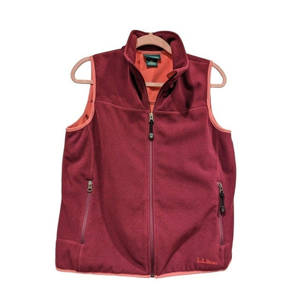 L.L. Bean Polartec Ladies Women's Full Zip Fleece Vest Sz M Pink w/ Pockets